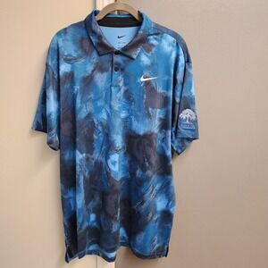Nike Dri-FIT Tour Ombre Print Golf Blue Shirt Mens Sz L D5935-451 $90 Avalon